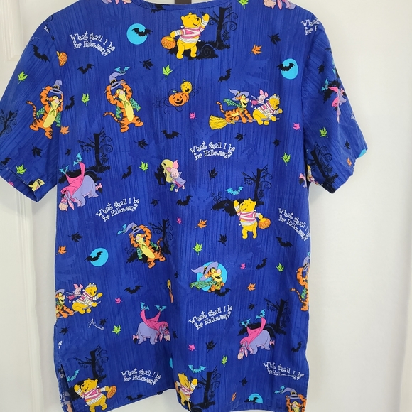 (796) Wonderful World of Disney Woman's Winnie the Pooh Halloween Scrubs - Picture 11 of 15